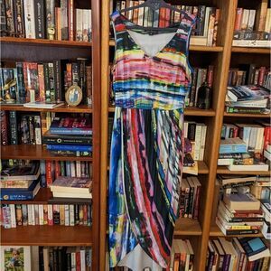 AMANDA uprichard x gb. cricket maxi dress in blacklight stripe euc